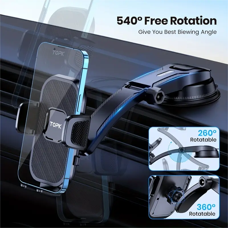 Car Phone Holder 360 Rotatable Suction Dashboard Mount Windscreen Universal Phone Holder Mobile Phone Bracket Car Accesssories