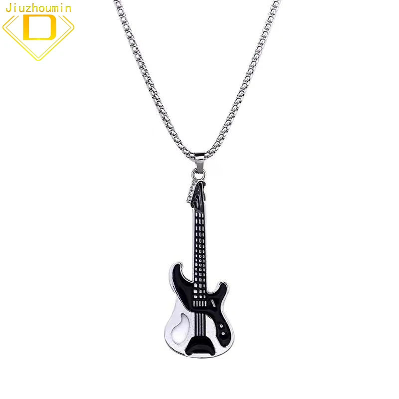 Fashion Electric Guitar Bass Necklace Rock Birthday Gift Guitar Lover Music Jewelry Christmas Gift Pendant for Men Women