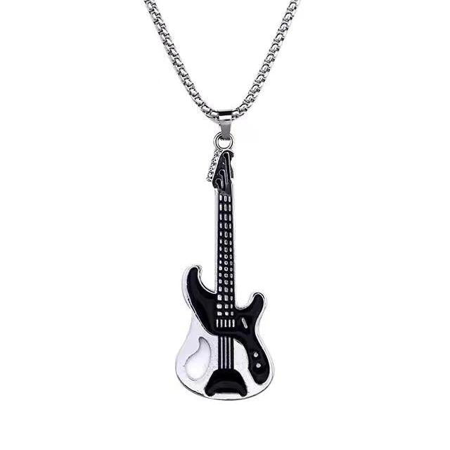 Fashion Electric Guitar Bass Necklace Rock Birthday Gift Guitar Lover Music Jewelry Christmas Gift Pendant for Men Women