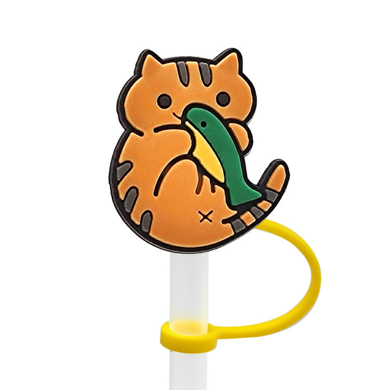 Splash Proof Silicone Straw Plug Dust Proof Plugs Protector Cat Silicone Straw Covers Cap 10mm Straws