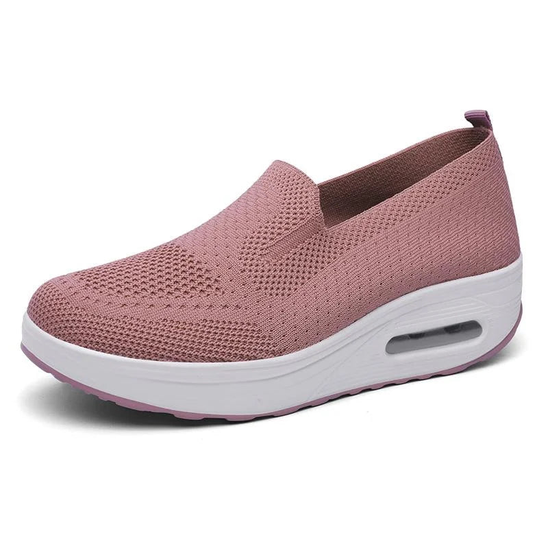 Women Sneaker: Casual Slip-On Platform Breathable Knit Shoes