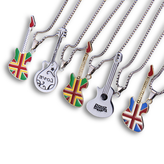 Fashion Electric Guitar Bass Necklace Rock Birthday Gift Guitar Lover Music Jewelry Christmas Gift Pendant for Men Women