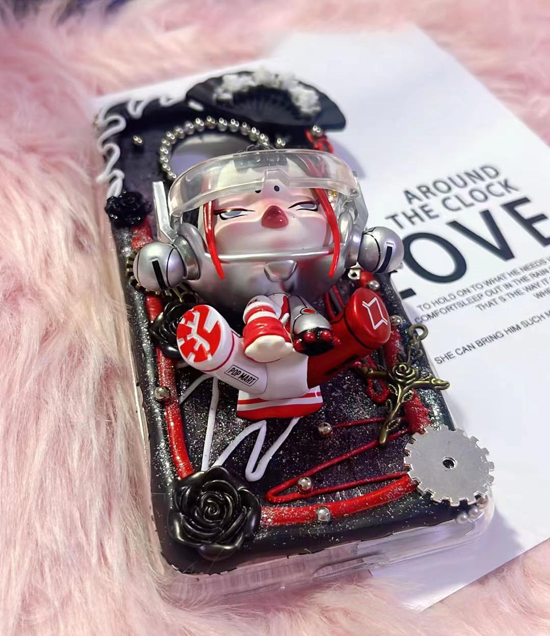 Decoden Handmade Phone case Popmart skullpanda Red