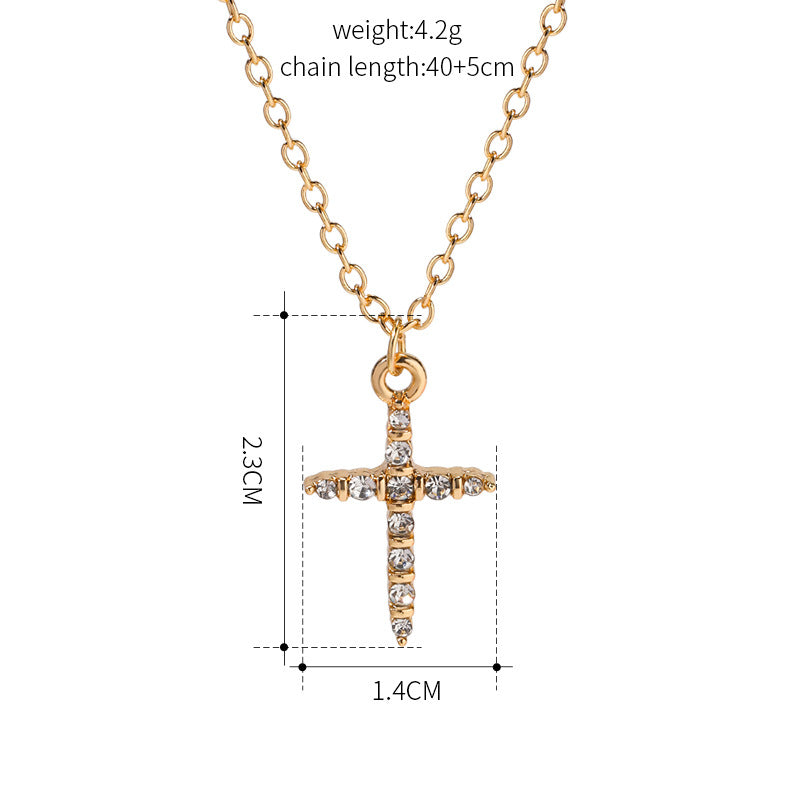 New Creativity Light luxury Zircon Cross Pendant Necklace For Women Gold Silver Color Clavicle Chain Fashion Jewelry