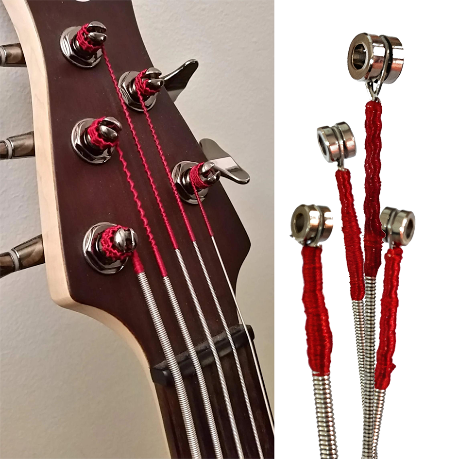 Silk Wrap Bass Strings- Red and Black Silk Wrap