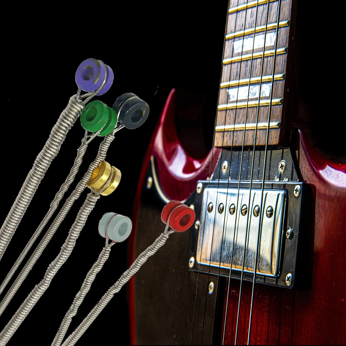 Premium Electric Guitar Strings Coated Nickel - Colorful Head for Brilliant Sound Quality Bronze with 3 Picks of Different Thickness