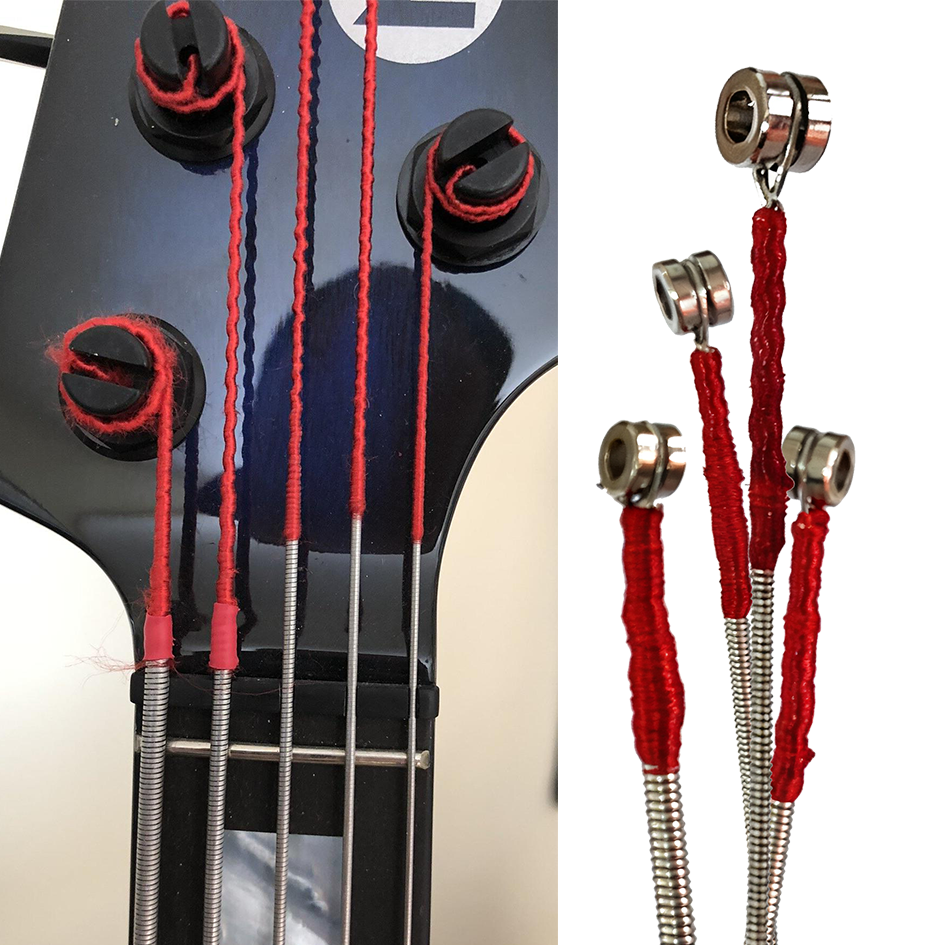 Silk Wrap Bass Strings- Red and Black Silk Wrap