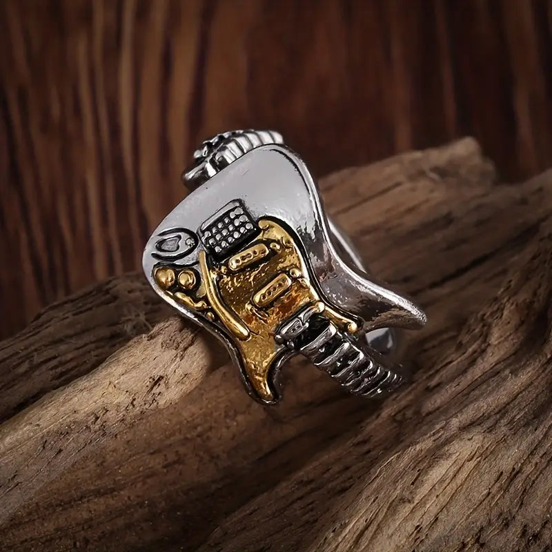 New Creative Electric Guitar Open Ring For Men And Women, Hip-Hop Rock Guitarist Singer Accessories Jewelry