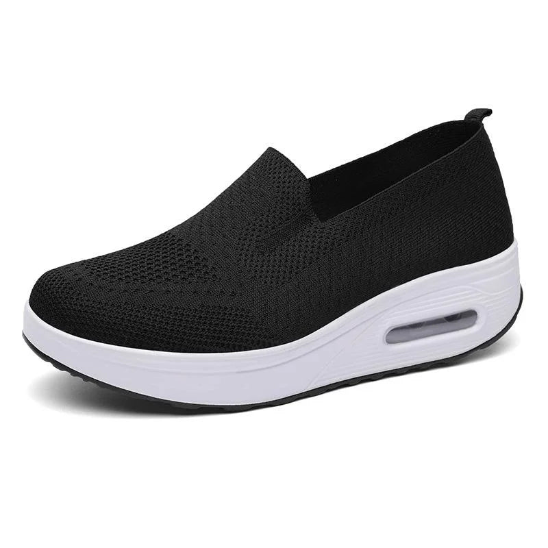 Women Sneaker: Casual Slip-On Platform Breathable Knit Shoes
