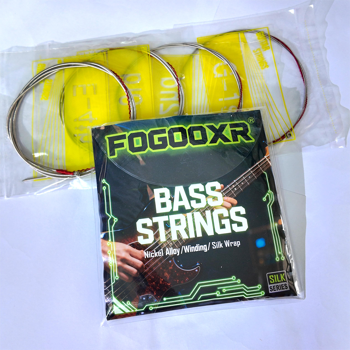 Silk Wrap Bass Strings- Red and Black Silk Wrap