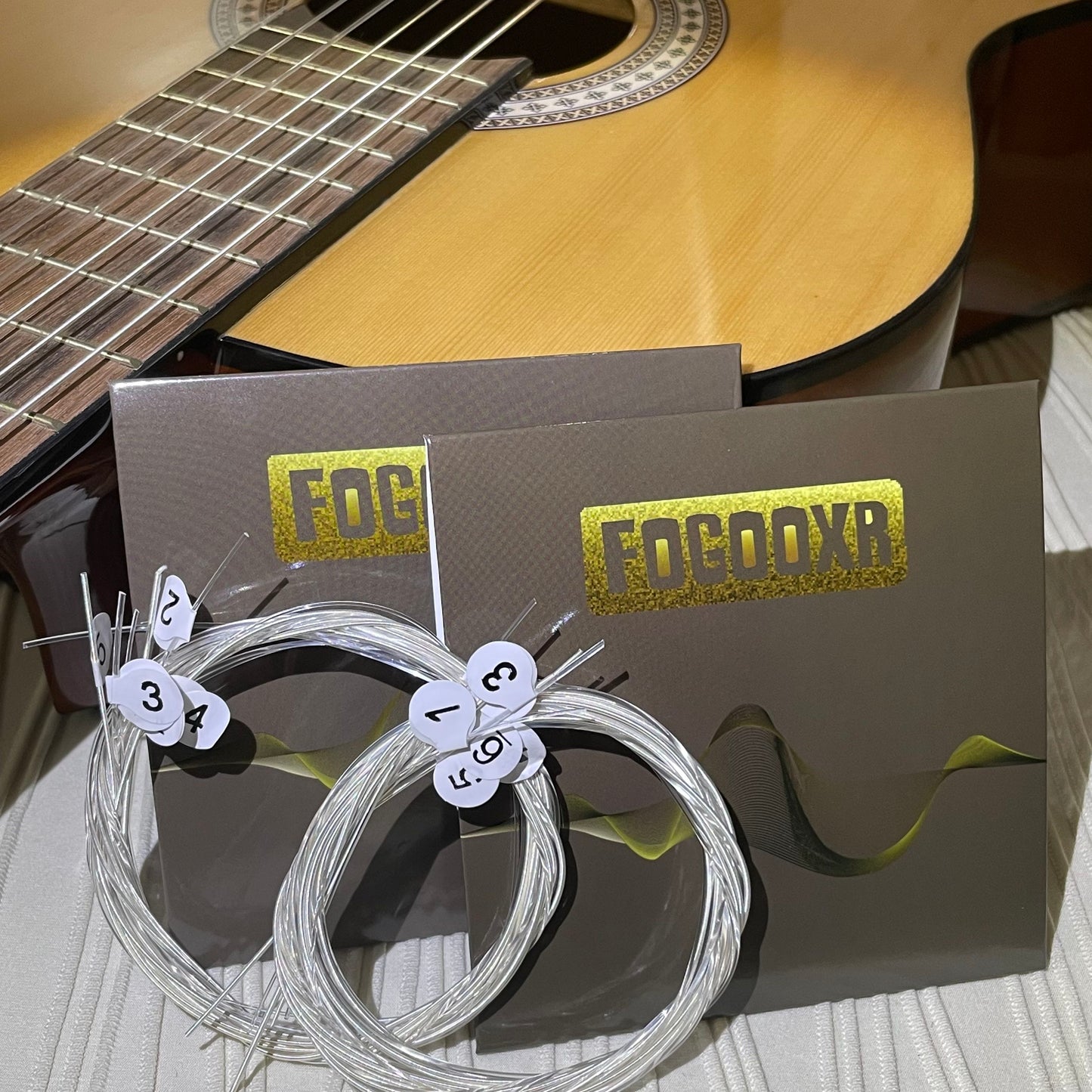 Classical Guitar Strings Set – 6 Coated Nylon Strings with 3 Picks