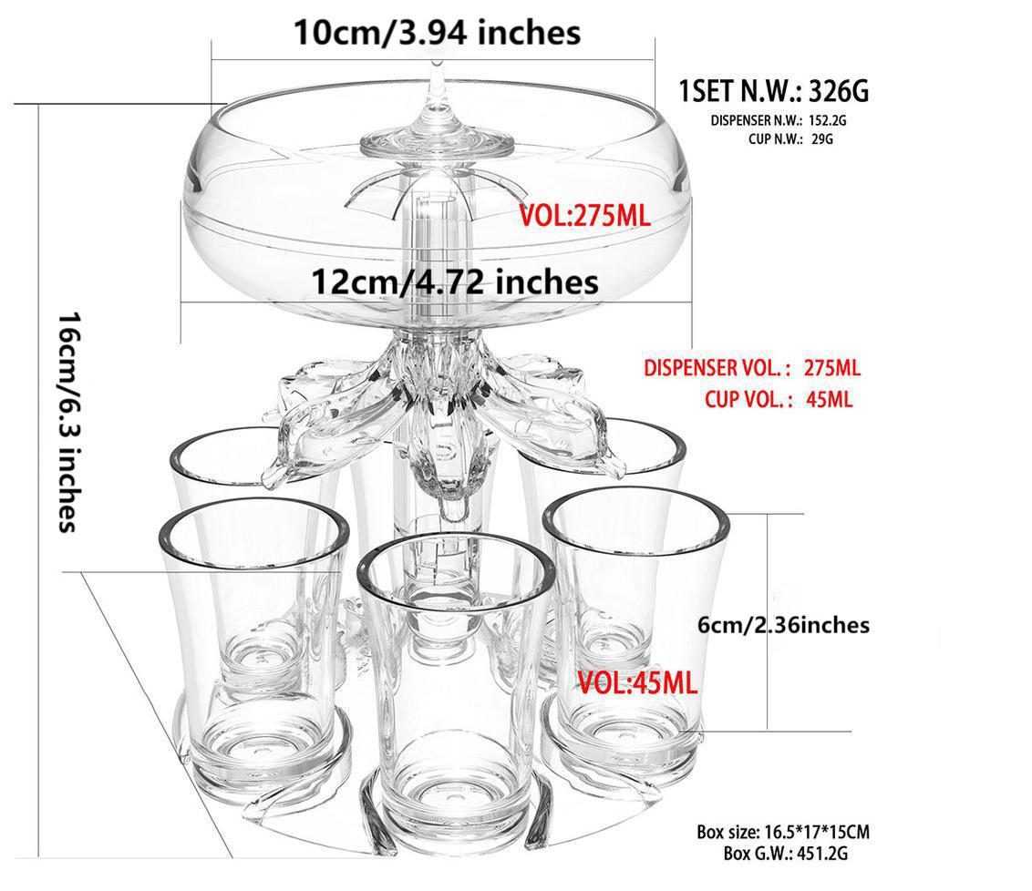 Colorful Lights Party Shot Dispenser for Wine, Liquor, Cocktails - Fun for Holidays, Halloween, Christmas, Graduation, and Celebrations - Food Grade