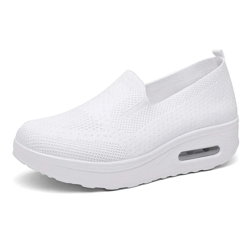 Women Sneaker: Casual Slip-On Platform Breathable Knit Shoes