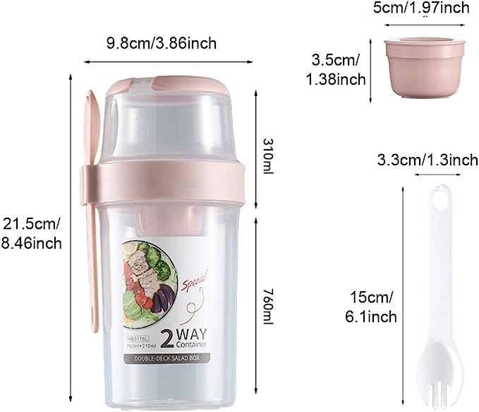 Hello Kitty Salad Cup Fruit and Vegetable Container with Fork Brush Portable Blag, Breadfast Lunch to take away