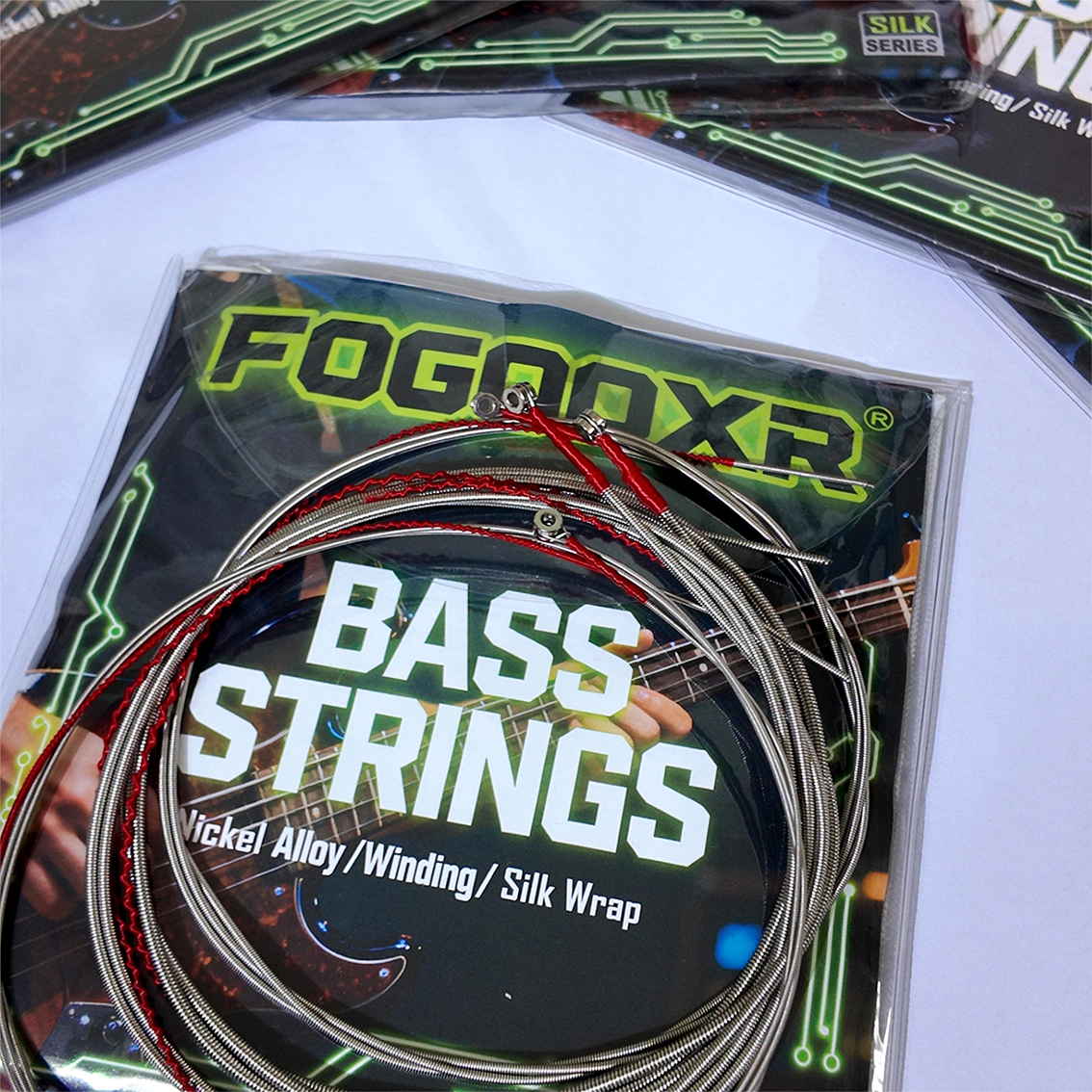 Silk Wrap Bass Strings- Red and Black Silk Wrap | FOGOOXR