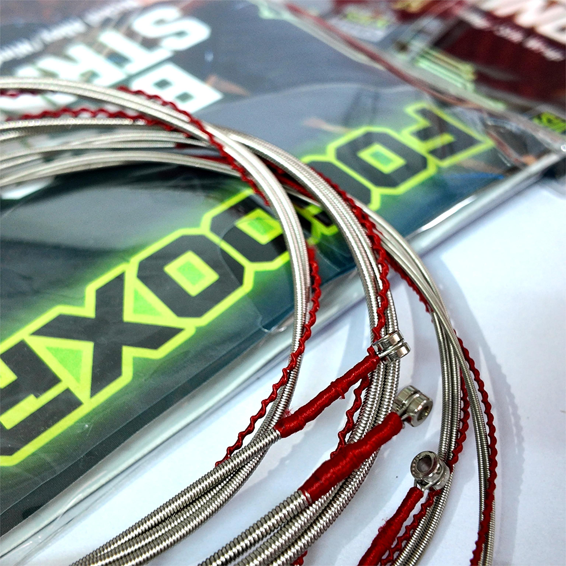 Silk Wrap Bass Strings- Red and Black Silk Wrap