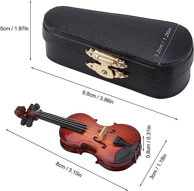 Miniature Wooden Violin - Exquisite Dollhouse Accessories for Desk, Bedside Table, and Home Decor