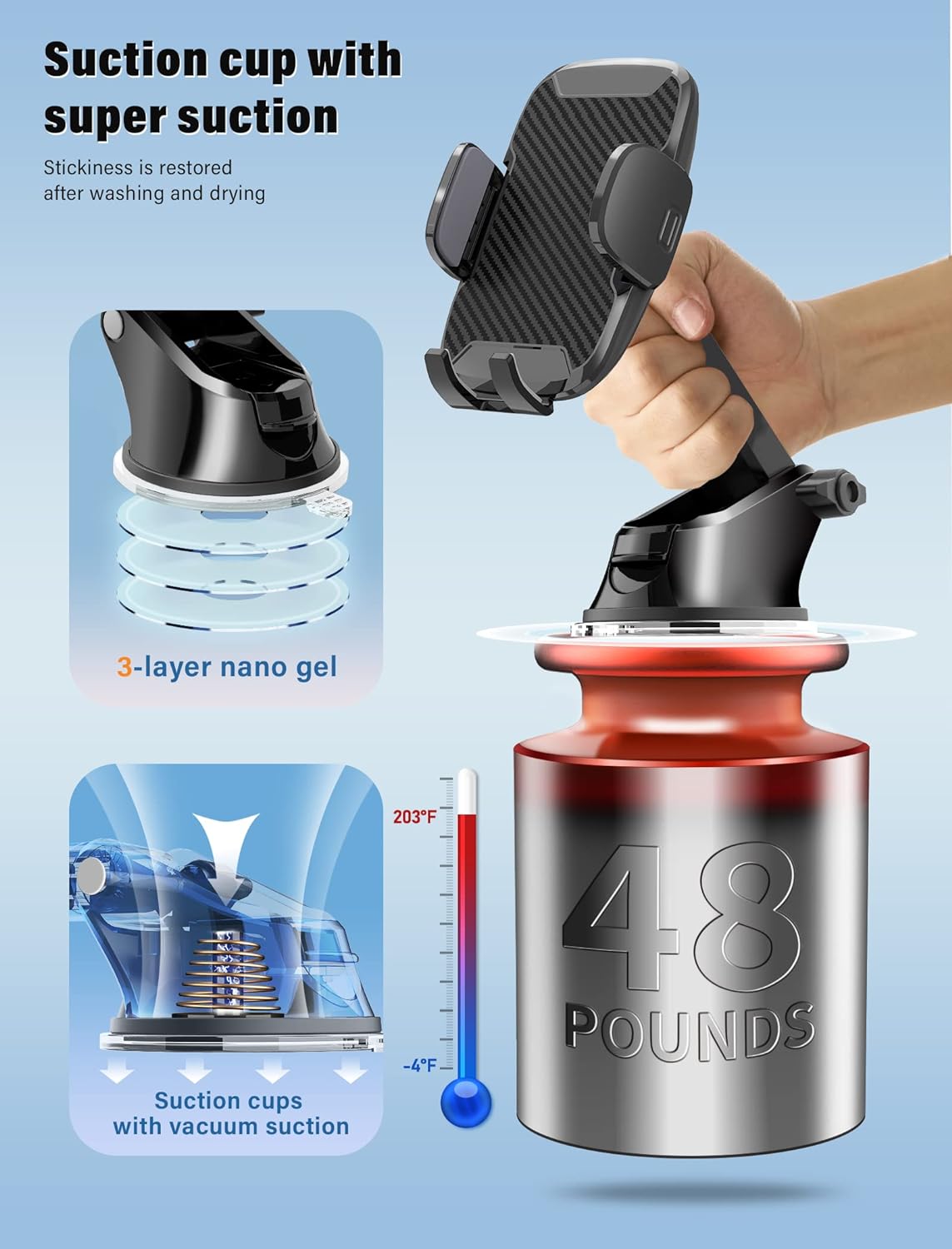 Car Phone Holder 360 Rotatable Suction Dashboard Mount Windscreen Universal Phone Holder Mobile Phone Bracket Car Accesssories
