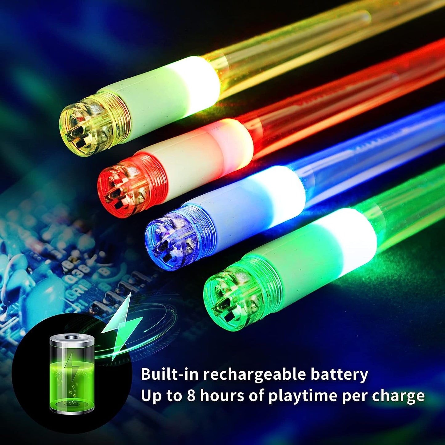 Rechargeable LED Drumsticks with 15 Dynamic Colors - Perfect Gift for Adult Drummers