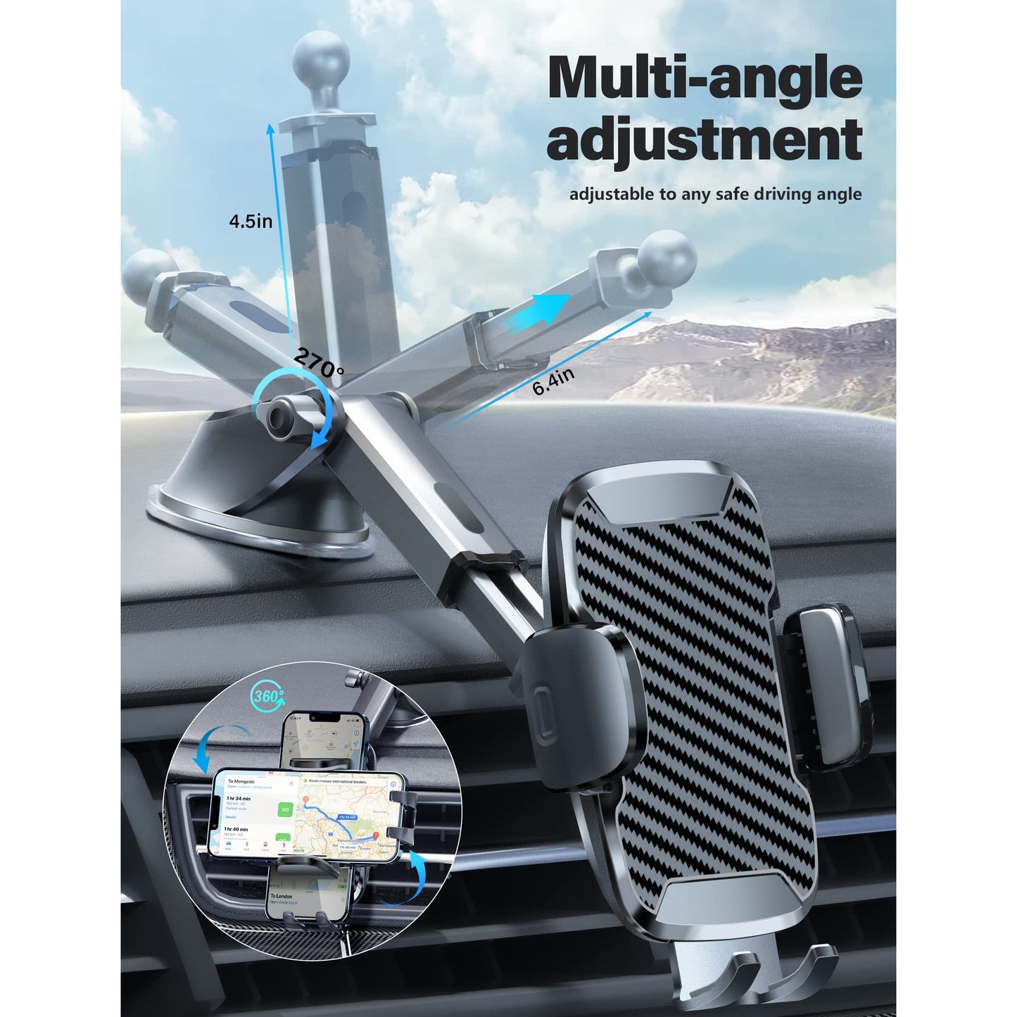 Car Phone Holder 360 Rotatable Suction Dashboard Mount Windscreen Universal Phone Holder Mobile Phone Bracket Car Accesssories