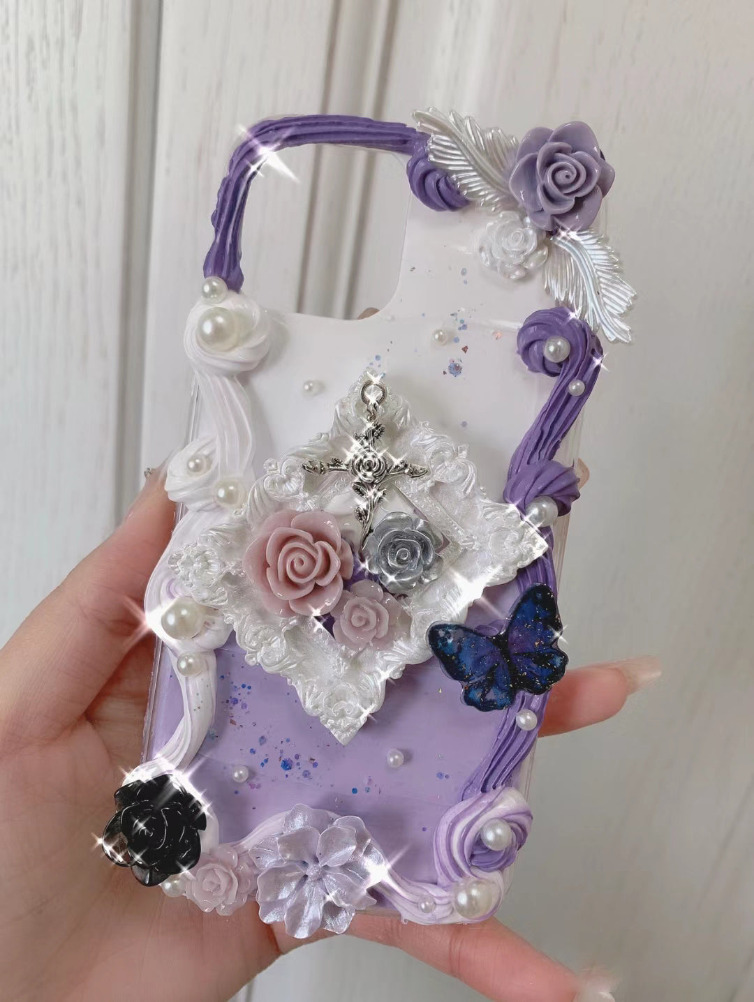 Cute and Chic Handmade Decoden Phone Case with Roses