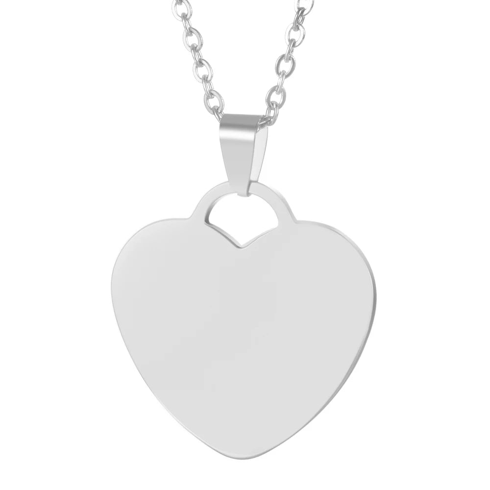Customized Necklaces Printed Colorful Photo Name Engraved Stainless Steel Heart Pendant Chain Necklace Jewelry For Women ID Tag