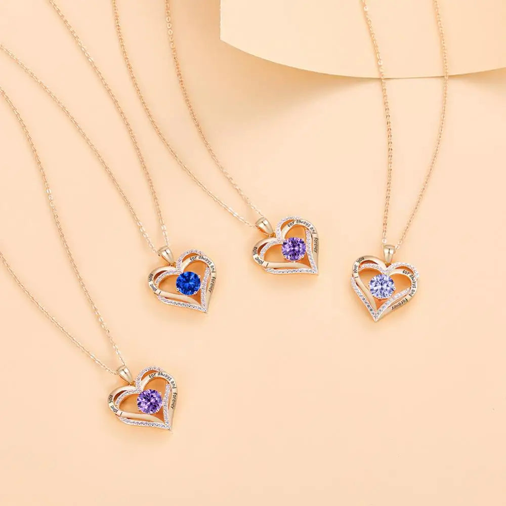 Simple Love Zircon Pendant Necklace for Women's Fashion Peach Heart Hollow Rose Gold Sweater Chain Jewelry birthday gift for wife, daughter, mom, grandma, girlfriend