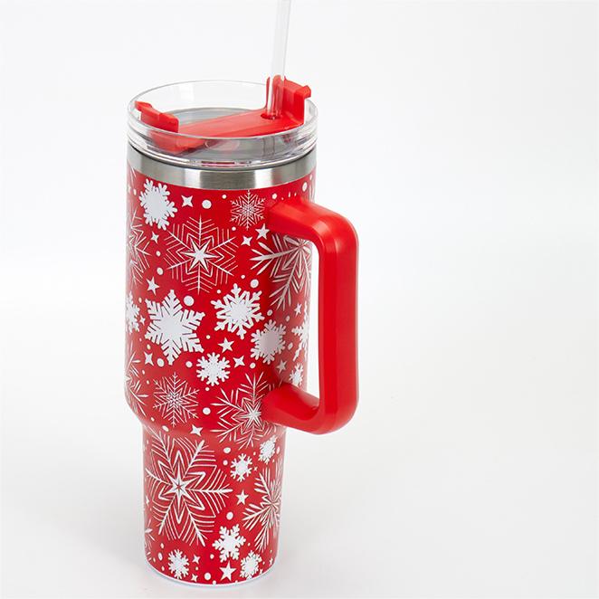 40oz Christmas Tumbler With Lid And Straw 304 Stainless Steel Insulated Car Drinking Cup Ice Bully Beer Mug Tumbler with Handle Christmas Birthday Holiday Gift