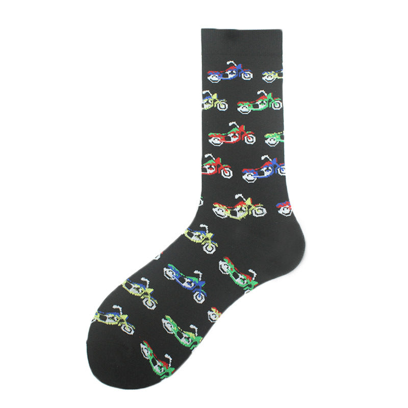 Cotton Piano Music Pattern Plain Color Sweat Resistant Comfortable Soft Crew Socks