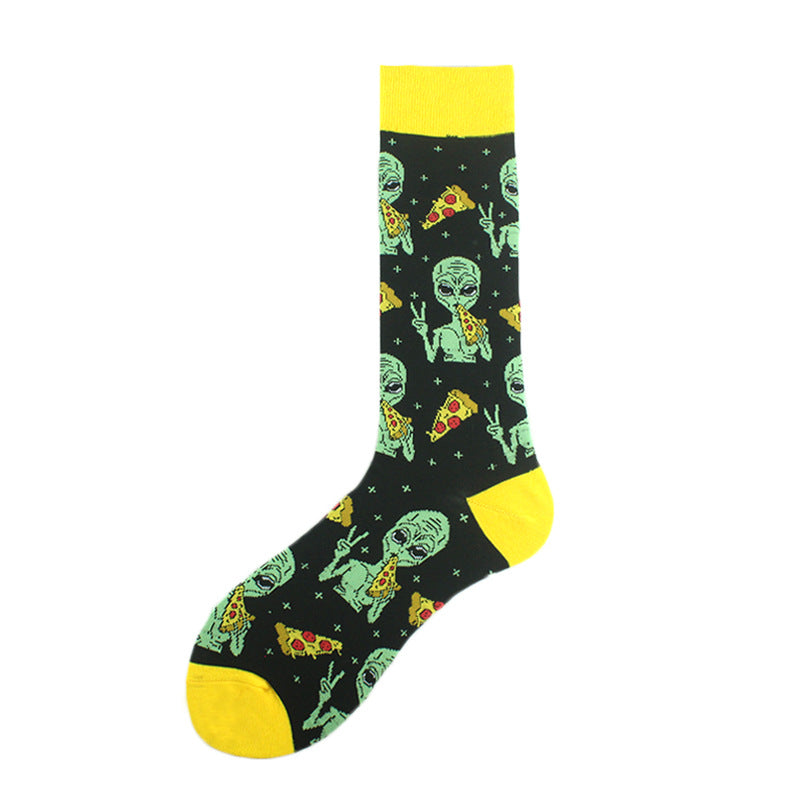 Cotton Piano Music Pattern Plain Color Sweat Resistant Comfortable Soft Crew Socks