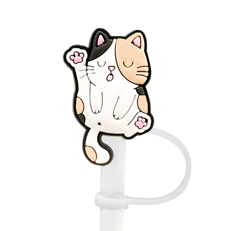 Splash Proof Silicone Straw Plug Dust Proof Plugs Protector Cat Silicone Straw Covers Cap 10mm Straws