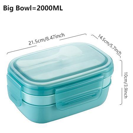 Snack Lunch Container with 3 Compartments Salad Bowls For School, Office, Outdoor Camping, Picnic-Environmental Friendly Material