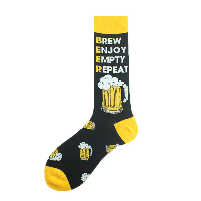 Cotton Piano Music Pattern Plain Color Sweat Resistant Comfortable Soft Crew Socks