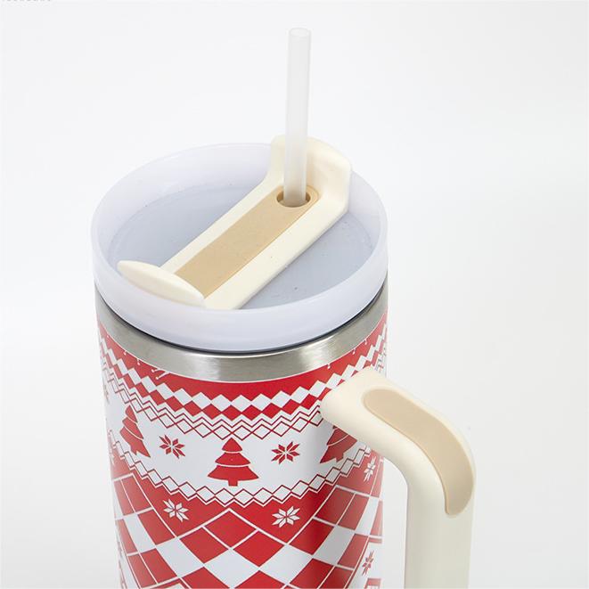 40oz Christmas Tumbler With Lid And Straw 304 Stainless Steel Insulated Car Drinking Cup Ice Bully Beer Mug Tumbler with Handle Christmas Birthday Holiday Gift