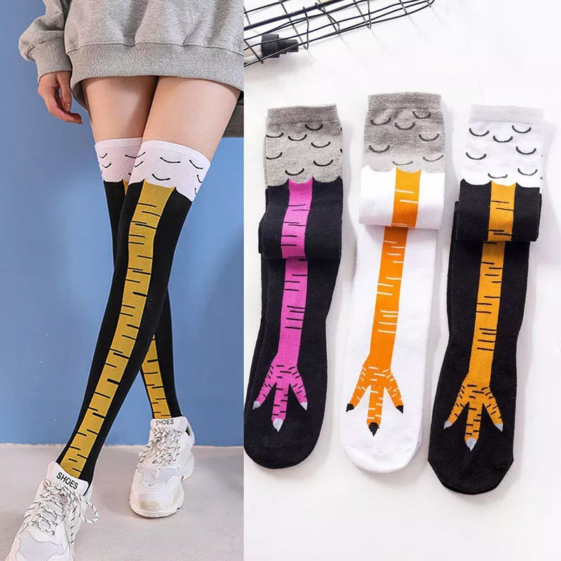 Chicken Paw Stocking Women Spring Autumn Winter Over-knee Pressure Thin Leg Long Stockings Middle High School Girls Funny Socks