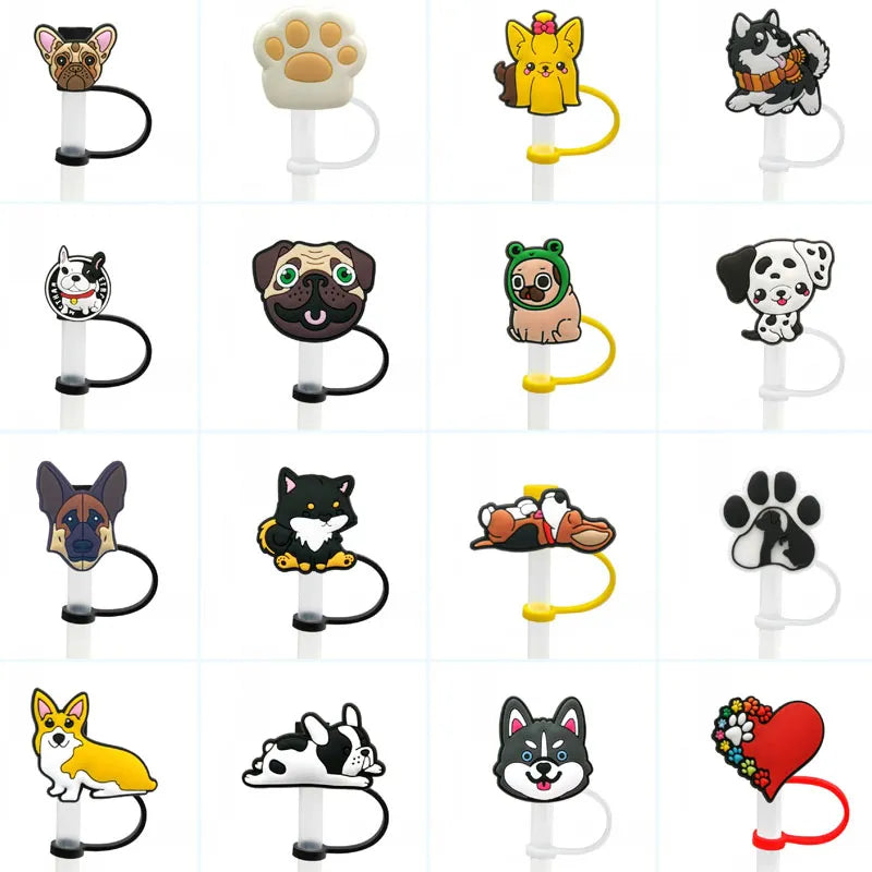 Puppy Silicone Straw Head Reusable Dustproof and Splashproof Drinking Dustproof Cover 7-8mm Straw Sealing Tool