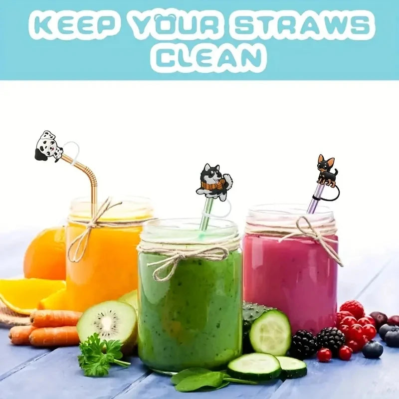 Puppy Silicone Straw Head Reusable Dustproof and Splashproof Drinking Dustproof Cover 7-8mm Straw Sealing Tool