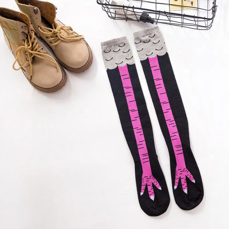 Chicken Paw Stocking Women Spring Autumn Winter Over-knee Pressure Thin Leg Long Stockings Middle High School Girls Funny Socks