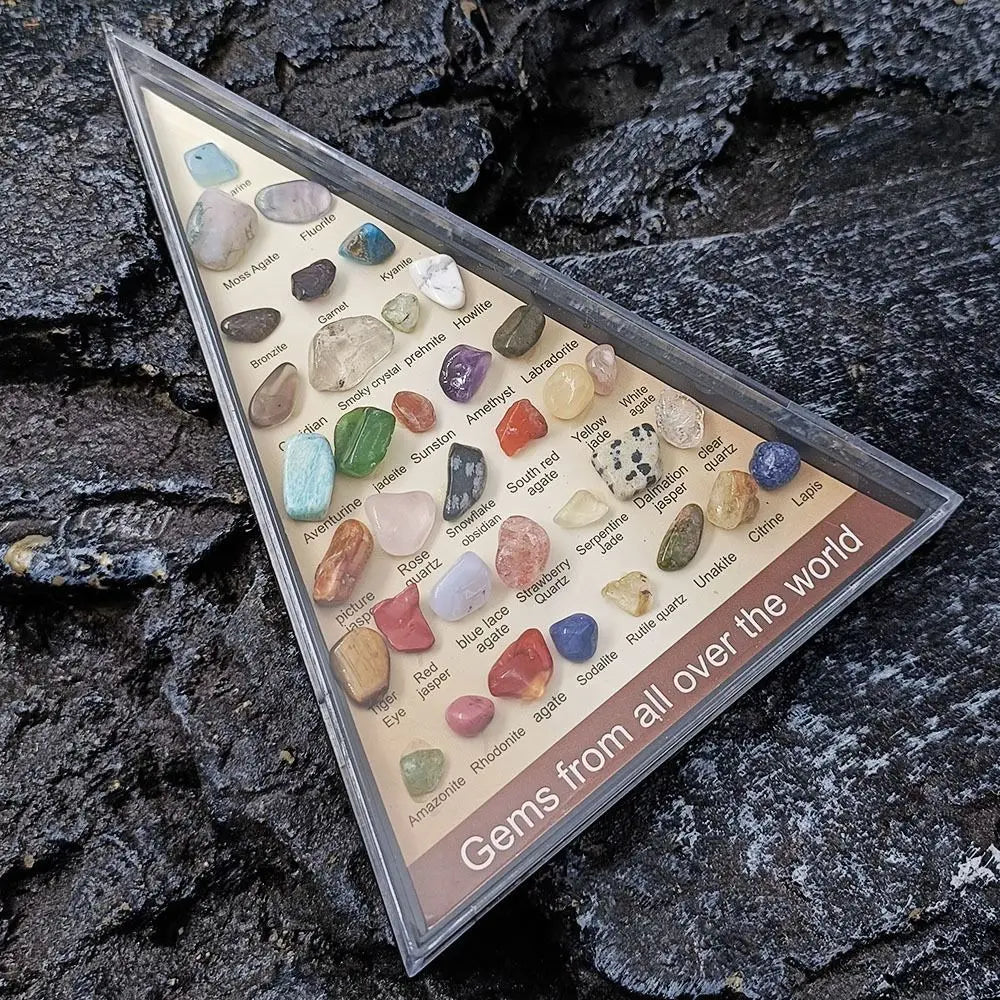 36PCS 1 Box Mineral Specimens Gems From All Over The World Healing Crystal Quartz Samples Gift Geography Teaching Decoration