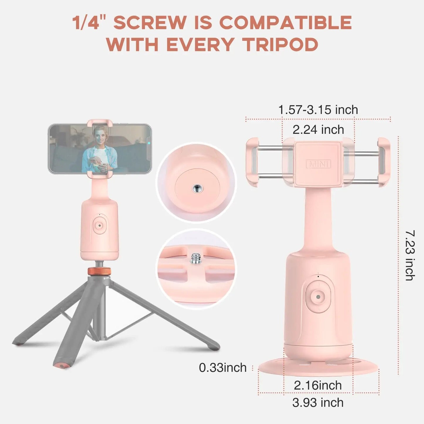Auto Face Tracking Tripod, 360° Rotation Camera Phone Holder Auto Fast Following, Rechargeable Phone Stand for Live Video, Vlog