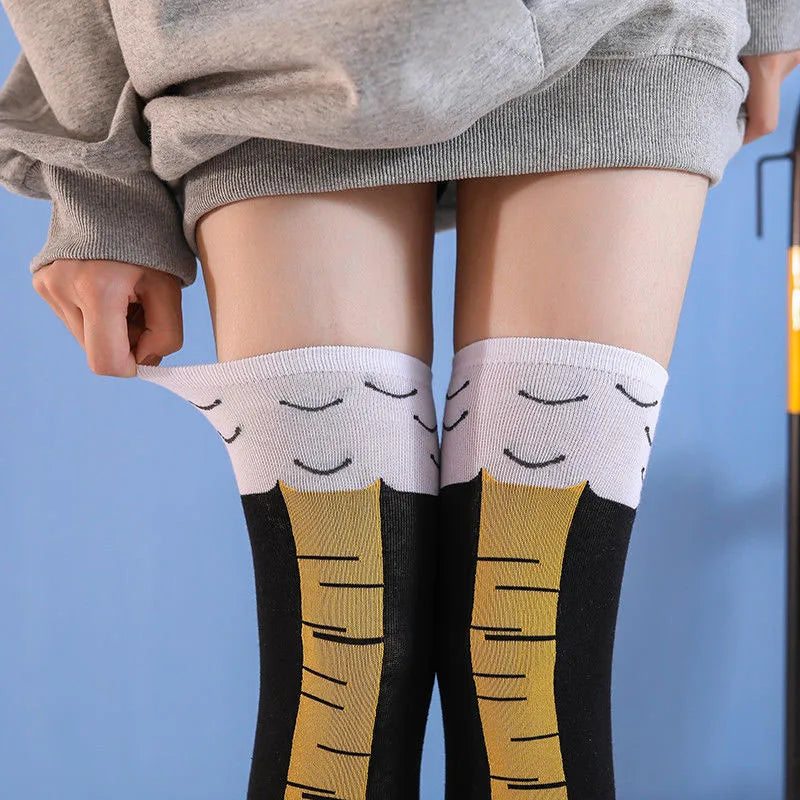 Chicken Paw Stocking Women Spring Autumn Winter Over-knee Pressure Thin Leg Long Stockings Middle High School Girls Funny Socks