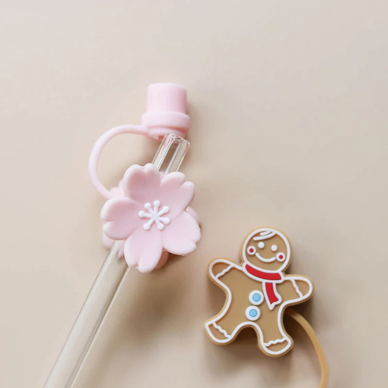 Silicone Straw Plug Reusable Dust Cap Cartoon Plugs Tips Cover Suit Bottle Cup Accessories