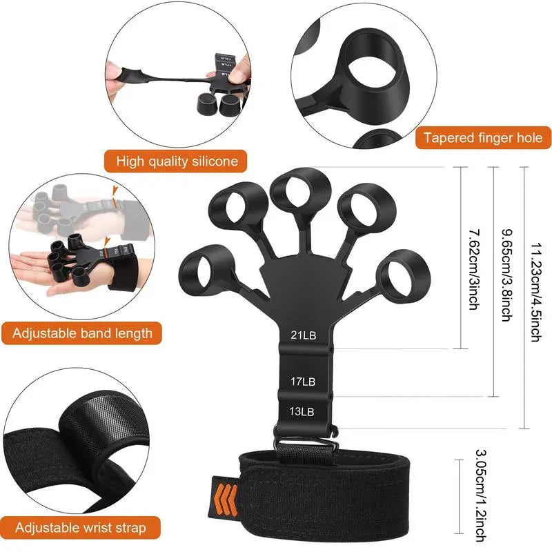 Silicone Strengthener Gripster Stretcher Guitarist Athletes Finger Exerciser Fitness Stretcher Hand Grip Trainer Hand Strengthene