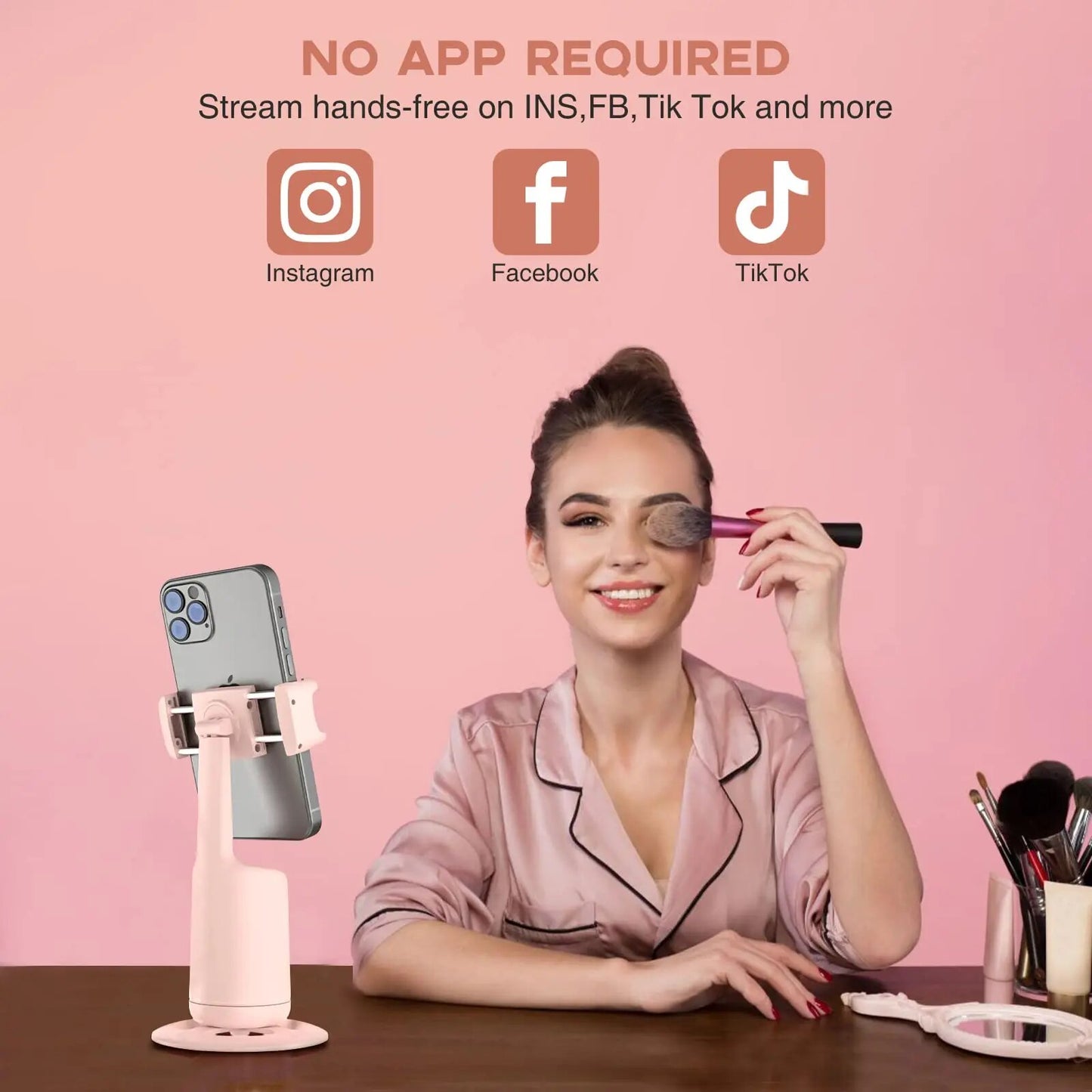 Auto Face Tracking Tripod, 360° Rotation Camera Phone Holder Auto Fast Following, Rechargeable Phone Stand for Live Video, Vlog