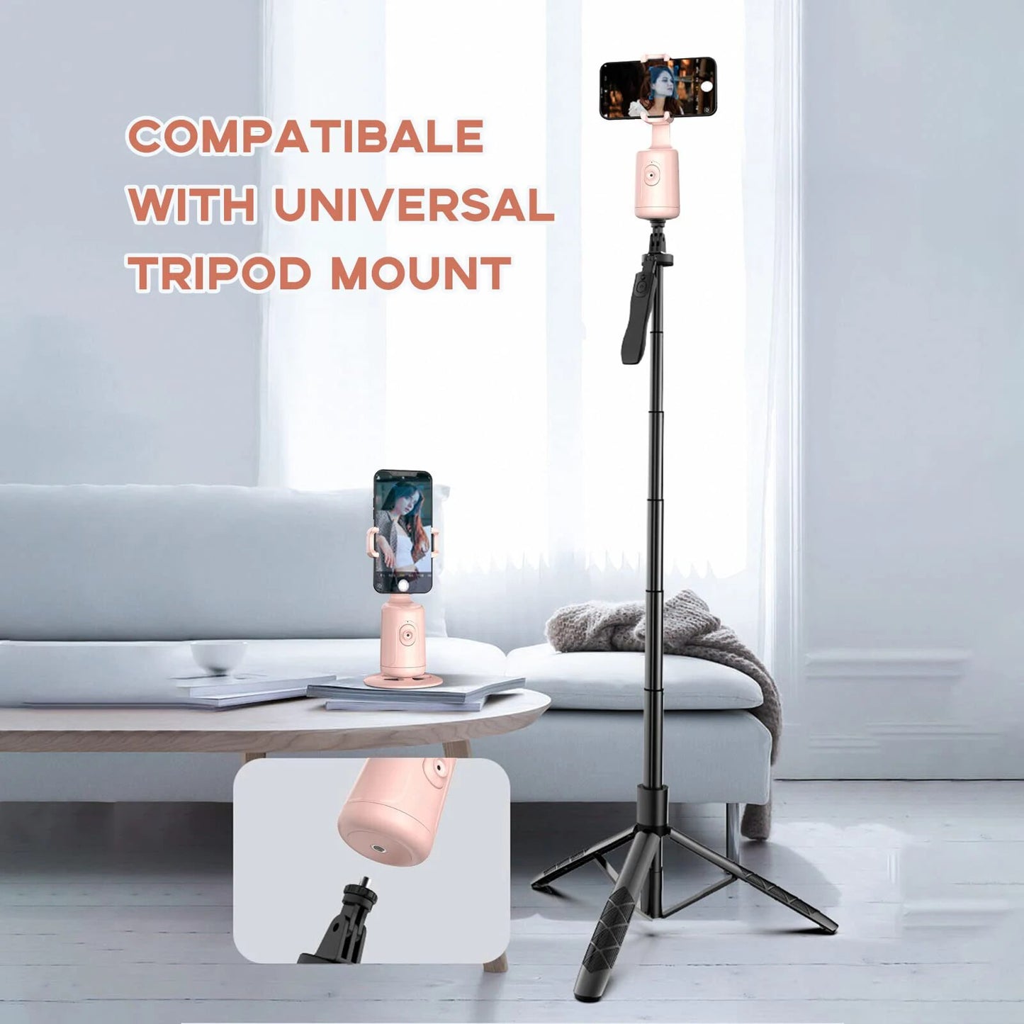 Auto Face Tracking Tripod, 360° Rotation Camera Phone Holder Auto Fast Following, Rechargeable Phone Stand for Live Video, Vlog