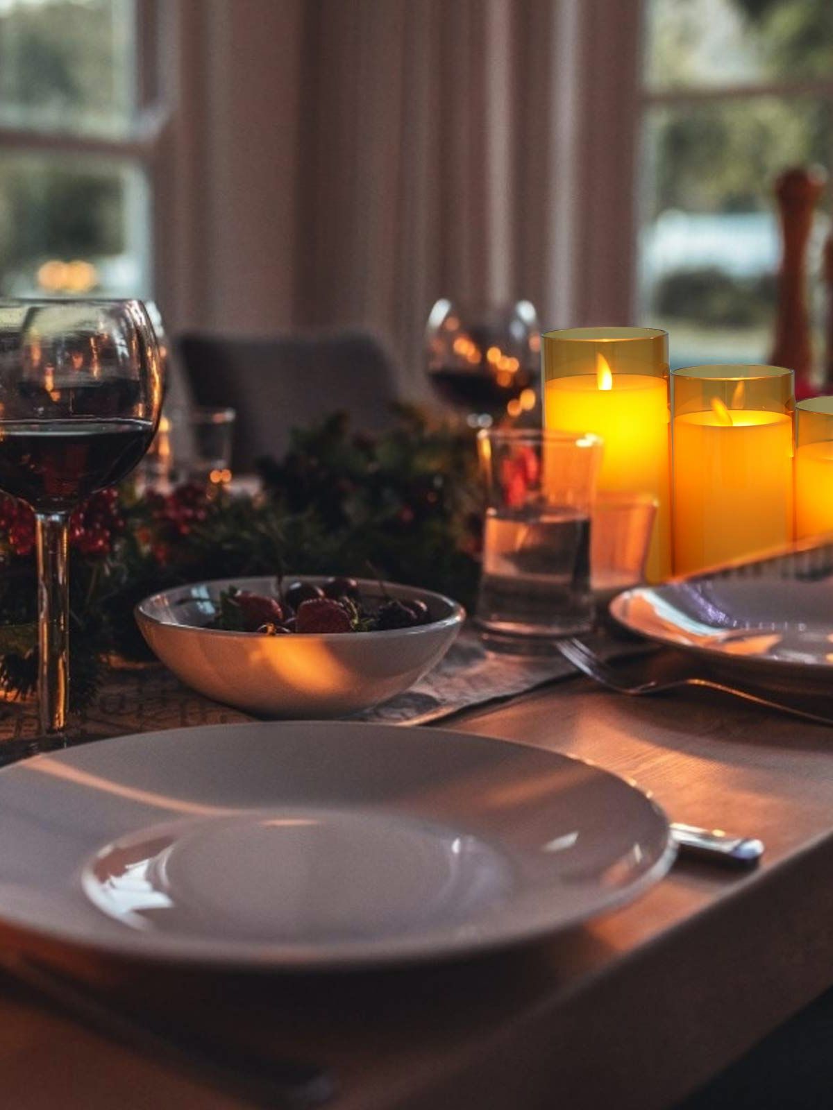 Set of 24 Flameless LED Candles for Stage Lighting and Atmosphere, for Halloween Christmas Decor