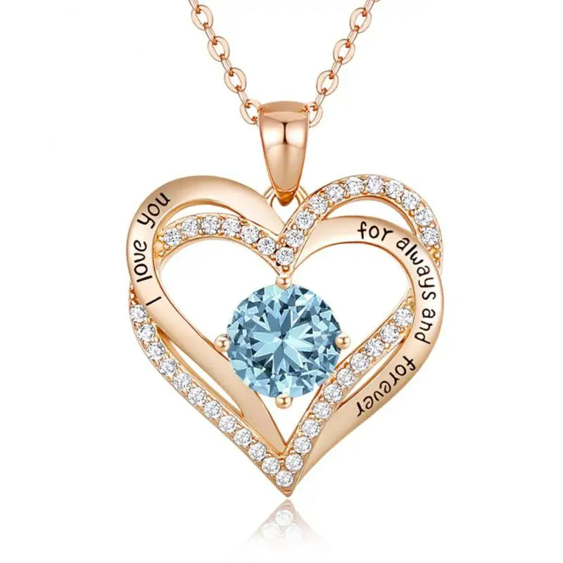 Simple Love Zircon Pendant Necklace for Women's Fashion Peach Heart Hollow Rose Gold Sweater Chain Jewelry birthday gift for wife, daughter, mom, grandma, girlfriend