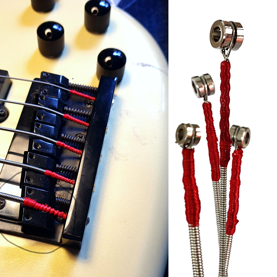 Silk Wrap Bass Strings- Red and Black Silk Wrap