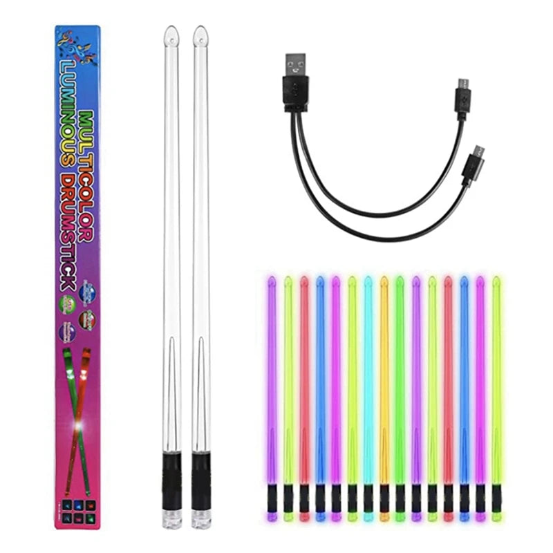 Rechargeable LED Drumsticks with 15 Dynamic Colors - Perfect Gift for Adult Drummers