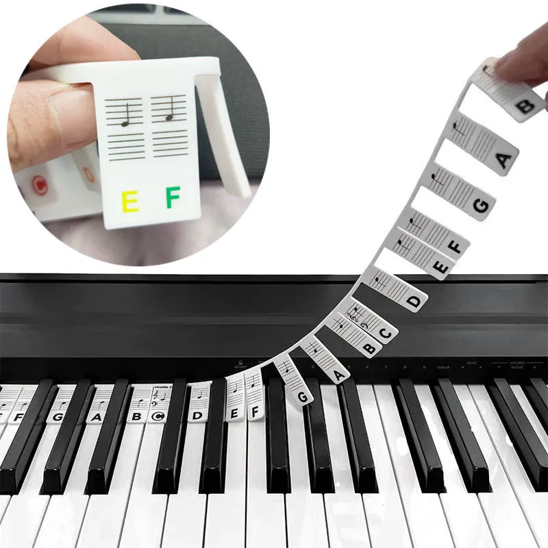 Piano Notes Guide For Beginners, 88/61 key Removable Piano Keyboard Note Labels Silicone Electronic Piano Note Bar